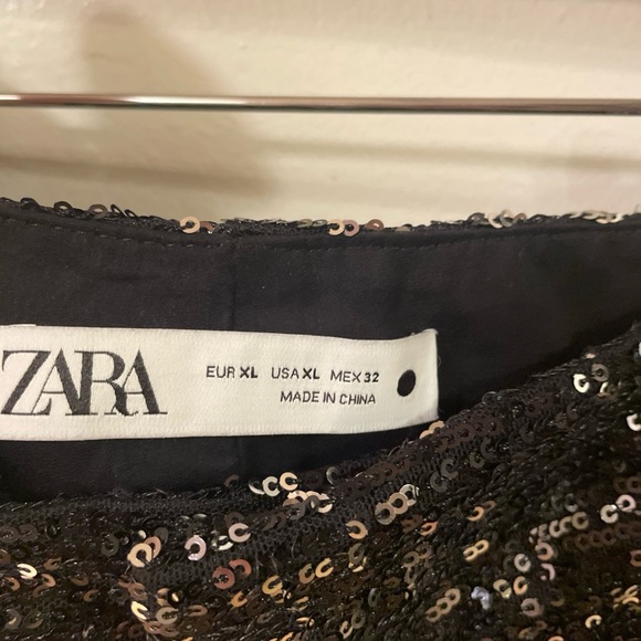 zara black sequin pants sz XL - Picture 3 of 11